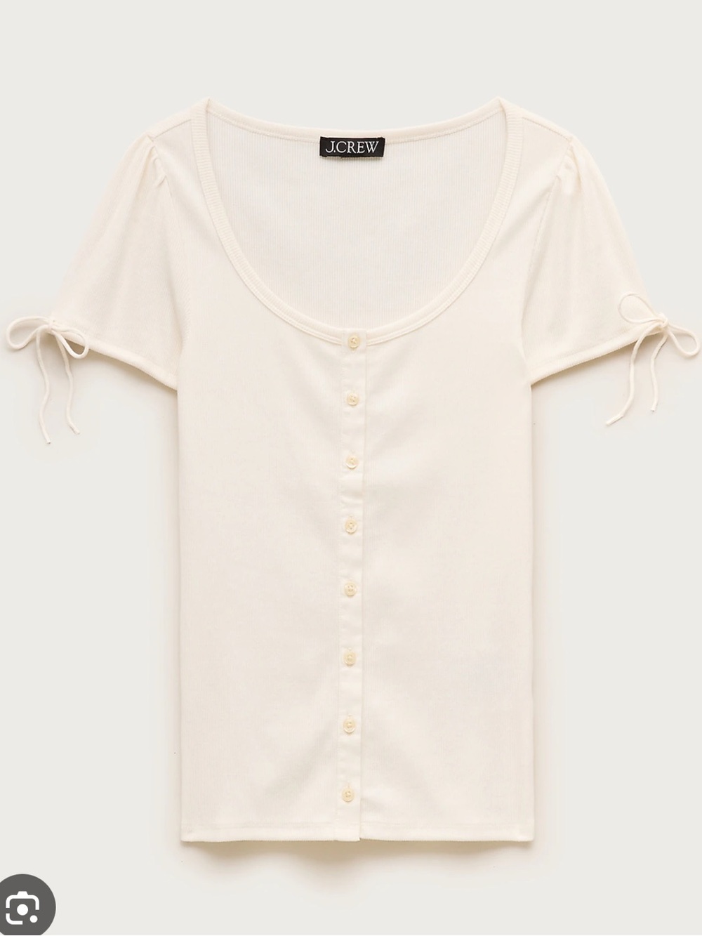 J. Crew Perfect rib button-up shirt with satin trim - Ivory - Picture 6 of 8